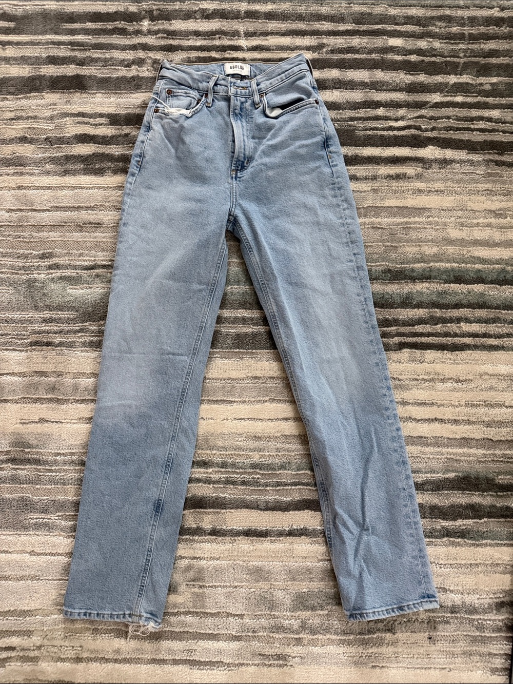 Agolde Light Wash High-Rise Straight Jeans